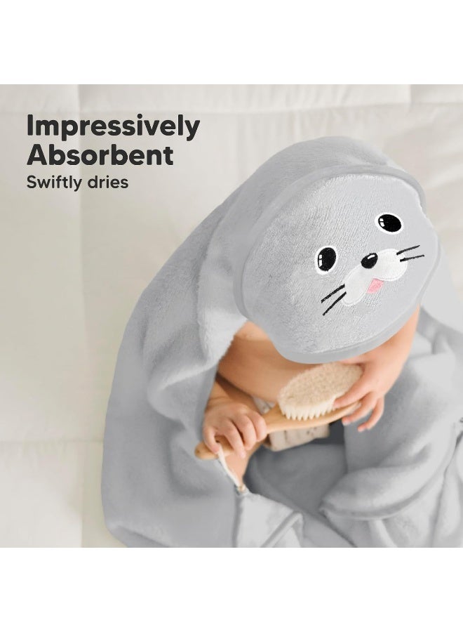 KeaBabies Hooded Baby Towel for Newborn - Viscose Derived from Bamboo Large Baby Bath Towels with Hood for Boys, Girls, Toddler, Extra Absorbent & Soft Newborn Bath Essentials (Seal, Regular) - Image 5