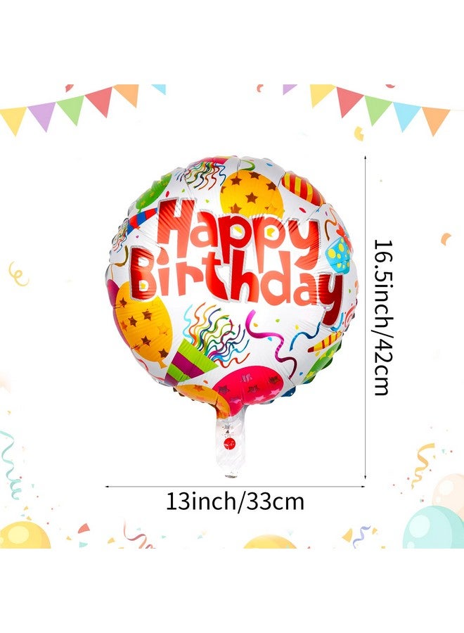 Fowecelt 100 Pcs Happy Birthday Aluminum Foil Balloons for Birthday Party Decoration Supplies, 18 Inches Round Helium Floating Mylar Balloon (20 Patterns) - Image 2