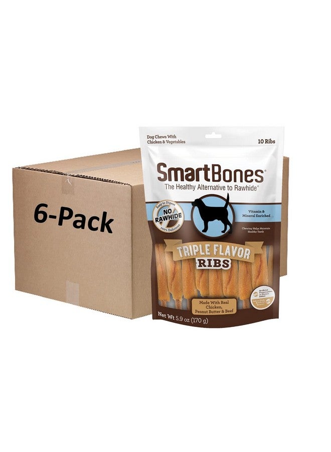 SmartBones Triple Flavor Ribs, 10 Count, Rawhide-Free Chews for Dogs. (Pack of 6) - Image 1