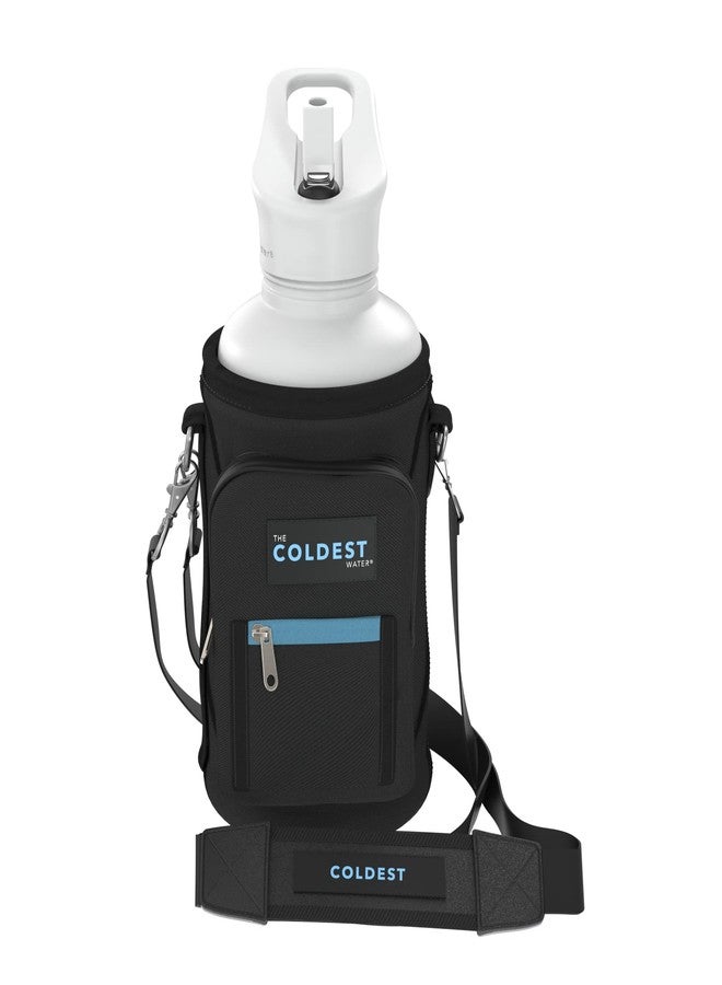 ذا كولديست ووتر حقيبة حمل زجاجة الماء الأبرد مع أحزمة قابلة للتعديل - مناسبة للسفر، تصميم مقاوم للخدوش وجيب إضافي للهاتف، غطاء جراب حامل يناسب زجاجة ماء معزولة من الفولاذ المقاوم للصدأ (64 أونصة) - Image 1