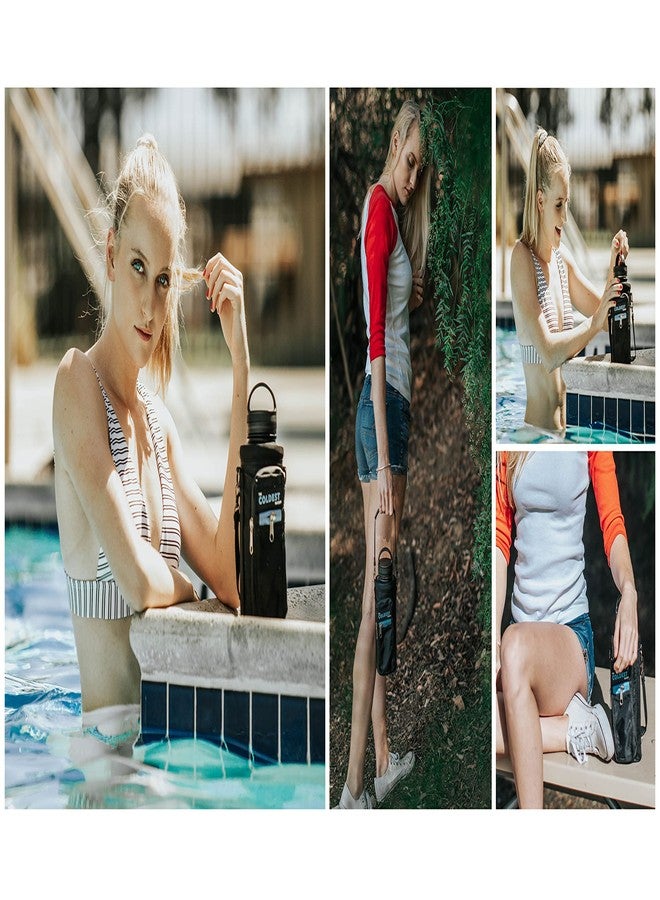 ذا كولديست ووتر حقيبة حمل زجاجة الماء الأبرد مع أحزمة قابلة للتعديل - مناسبة للسفر، تصميم مقاوم للخدوش وجيب إضافي للهاتف، غطاء جراب حامل يناسب زجاجة ماء معزولة من الفولاذ المقاوم للصدأ (64 أونصة) - Image 5