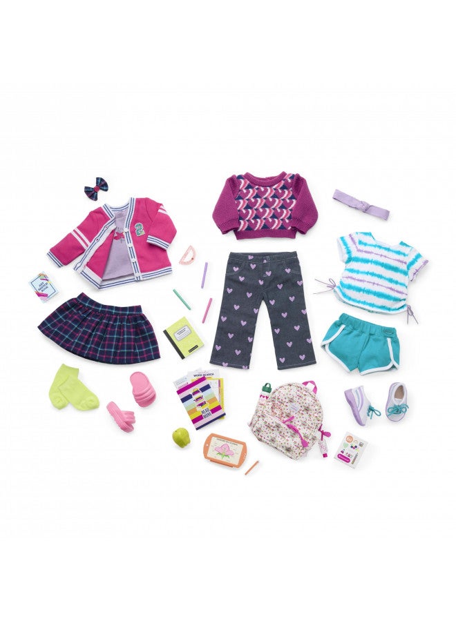 American Girl دمية أمريكان جيرل ترولي مي بطول 18 بوصة زي يوم المدرسة مع سترة كاردigan، تي شيرت، وزوج من الأحذية الرياضية، للأعمار 6 سنوات فما فوق - Image 2