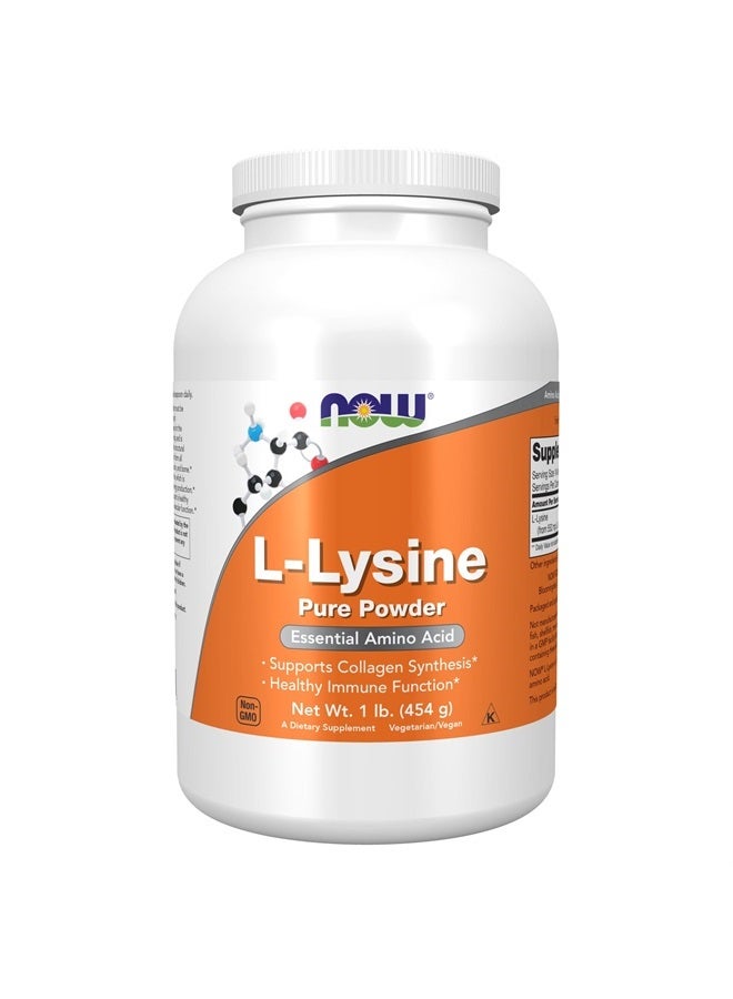 now Supplements, L-Lysine (L-Lysine Hydrochloride) Powder, Supports Collagen Synthesis*, Amino Acid, 1-Pound - Image 1
