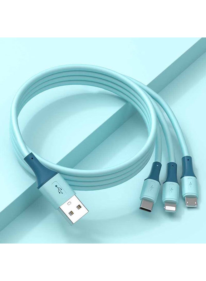 Zitai In-1 Super Fast Charging 100w/66w/40w Apple Huawei Xiaomi Android Phone Charger Cable Iphone 14/13 One For Three 1m Liquid Blue - Image 3