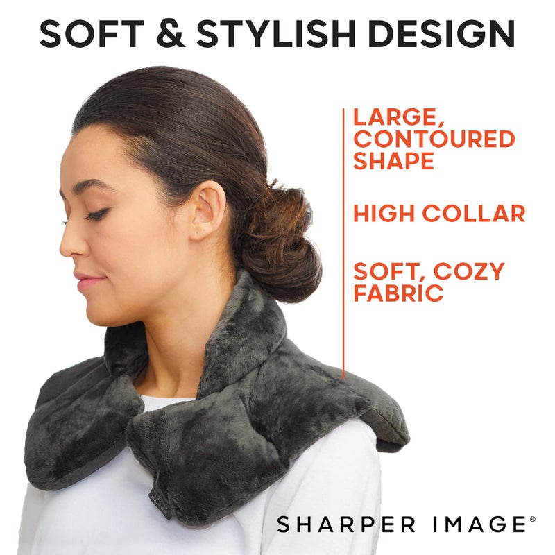 Sharper Image Heated Neck & Shoulder Wrap - Microwavable Warm & Cooling Plush Pad, Scented Aromatherapy (100% Natural Lavender & Herb Spa Blend), Pain Tension Headache Relief Therapy, Gift for Women - Image 5