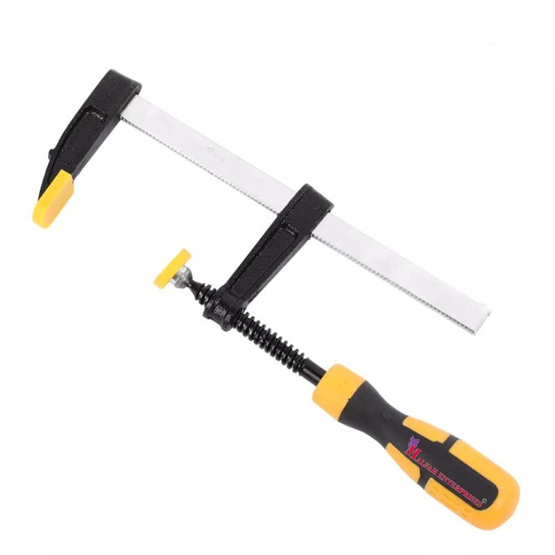 Malfah Enterprises Malfah F Clamp 32 Rubberized Handle and Surface Protection PVC Cover Better Grip Metal for Woodworking Glass Welding Works 120X800 48X32 YELLOW 4 pc  - Image 2