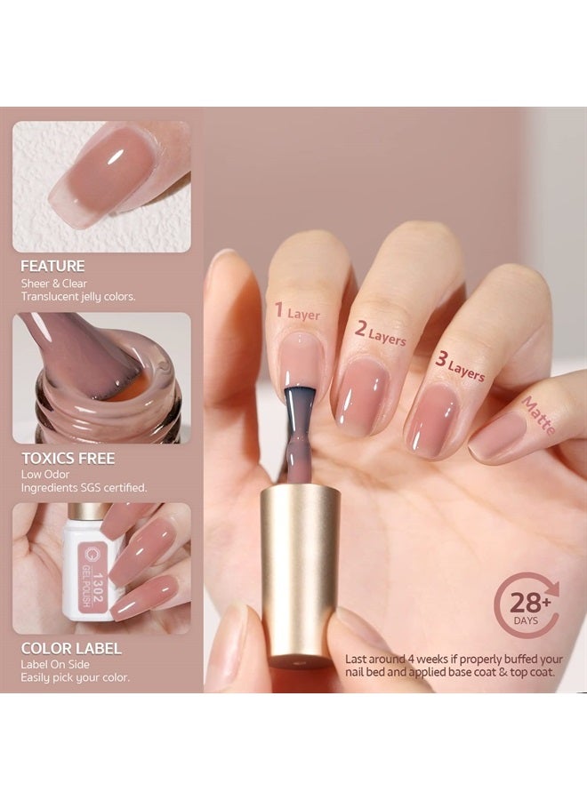 GAOY Icy Jelly Gel Nail Polish Set of 6 Colors Including Red Pink Nude Gel Polish Kit UV LED Soak Off Polish Home DIY Manicure Nail Salon Varnish - Image 5
