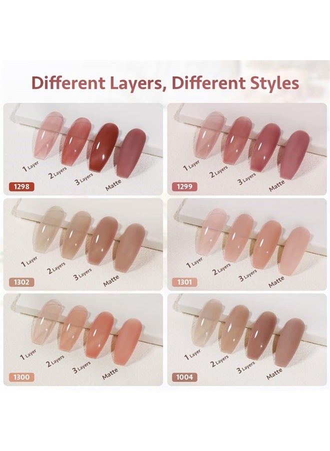 GAOY Icy Jelly Gel Nail Polish Set of 6 Colors Including Red Pink Nude Gel Polish Kit UV LED Soak Off Polish Home DIY Manicure Nail Salon Varnish - Image 2