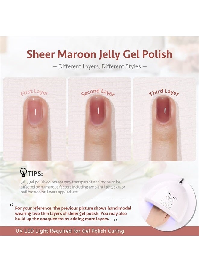 GAOY Icy Jelly Gel Nail Polish Set of 6 Colors Including Red Pink Nude Gel Polish Kit UV LED Soak Off Polish Home DIY Manicure Nail Salon Varnish - Image 4