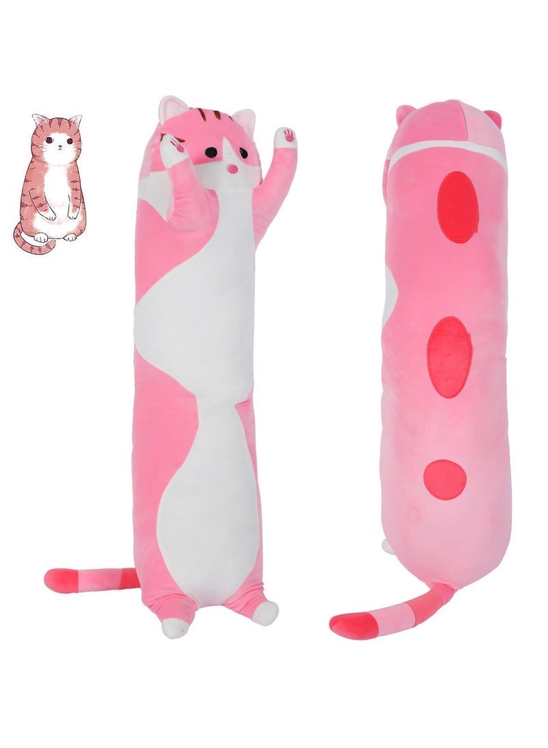 FUZZIE PLUSHIE 70 Cm Pink Long Cat Plush Body Pillow Kawaii Cat Stuffed Toy, Cute Soft Plush Animal Doll, Plushies Decorations for Video Game Fans, Kitten Plush Throw Pillow Doll Gift for Girlfriend & Kid - Image 2