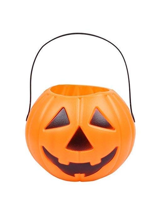 Sage Square Sage Square Halloween Candy Bucket Portable Pumpkin Decor Treat Bag with Handle Orange and Black  - Image 1
