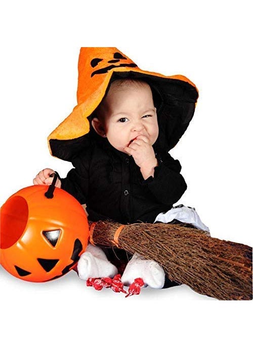 Sage Square Sage Square Halloween Candy Bucket Portable Pumpkin Decor Treat Bag with Handle Orange and Black  - Image 3