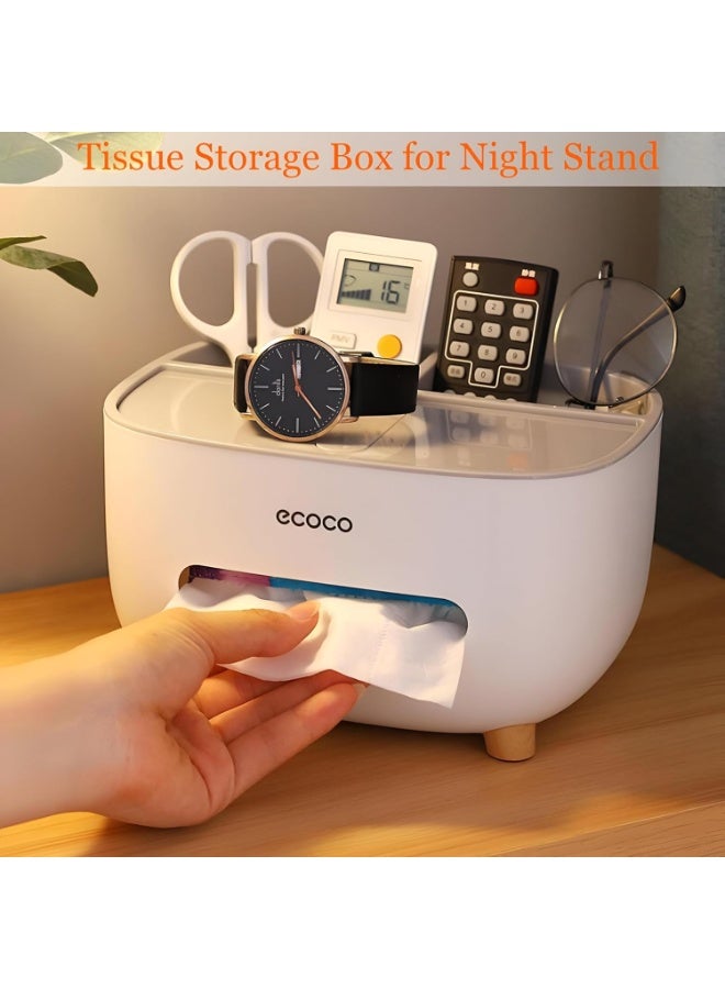 إيكوكو علبة مناديل متعددة الاستخدام مع منظم طاولة – تصميم عصري بغطاء علوي – حافظة مناديل مع حامل موبايل لتوفير المساحة – منظم مكتبي لتخزين الهاتف، ريموت التلفاز، أدوات التجميل والأغراض اليومية – مناسب للمنزل والمكتب -علب مناديل-منظم مكتبي-حامل موبايل-منظم للمنزل و المكتب - Image 5