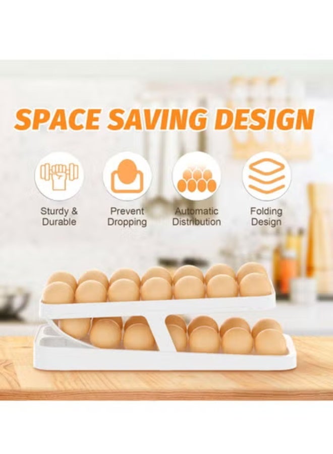 رونق "منظم بيض عملي ذو طبقتين بتصميم موفر للمساحة للثلاجة والمطبخ، يحافظ على البيض طازجًا ومنظمًا وسهل الوصول إليه، مثالي للمنزل العصري."_ منظم بيض ـ حامل بيض ـ مستلزمات منزلية و أدوات المطبخ - Image 3