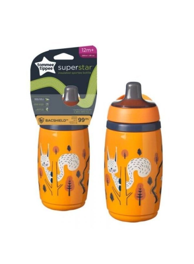 Tomme Tippee Tommee Tippee Superstar Insulated Sportee Bottle 266ml – Leak-Proof, BPA-Free, for Babies 12m+, Orange - Image 1