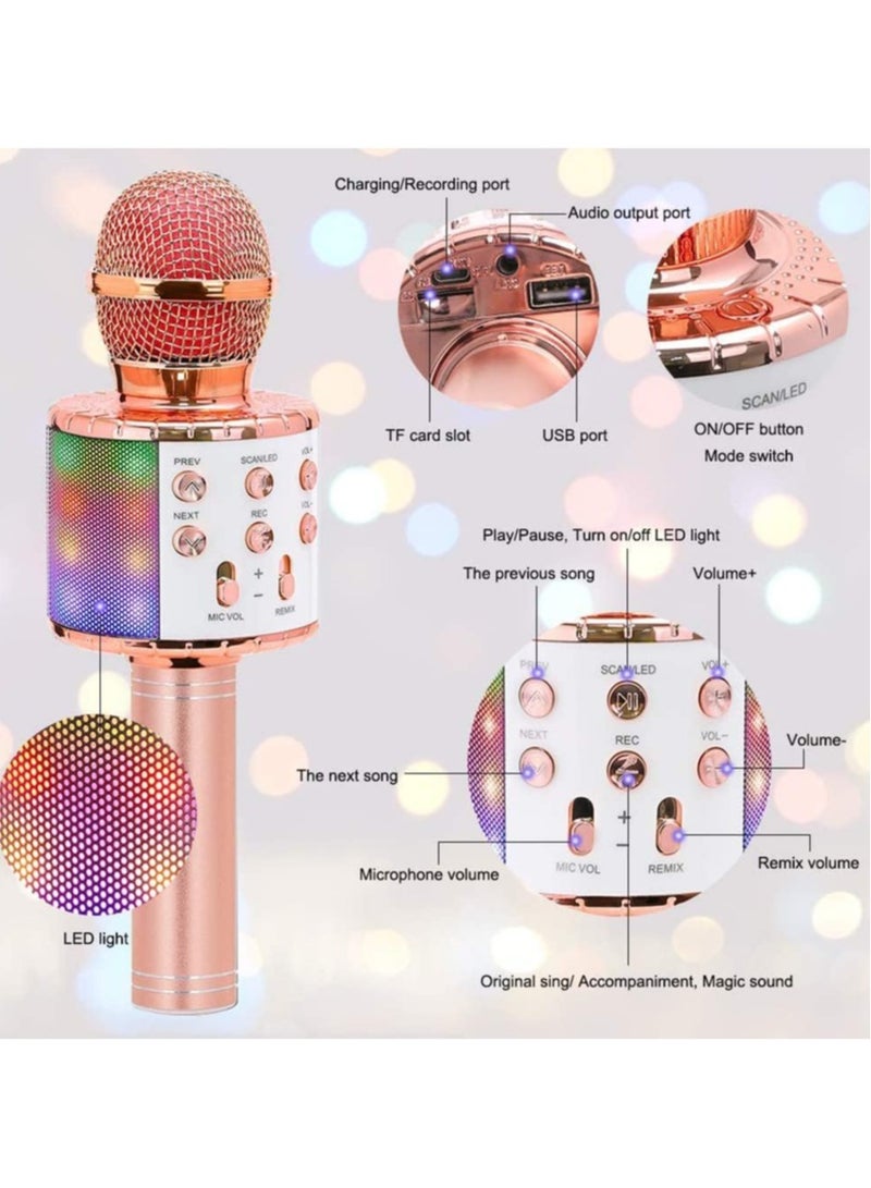ELTRAZONE 4 in 1 Karaoke Wireless Microphone with LED Lights, Portable Microphone for Kids, Great Gifts Toys for Kids, Girls, Boys and Adults  - Image 5