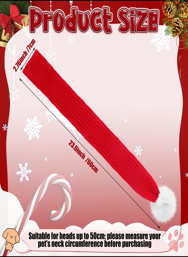 JaGely 2 Pieces Christmas Dog Knitted Scarf Holiday Cute Scarf for Small Medium Cat Xmas Winter Dog Bandanas Decor for Pet (Red,Solid Color) - Image 2