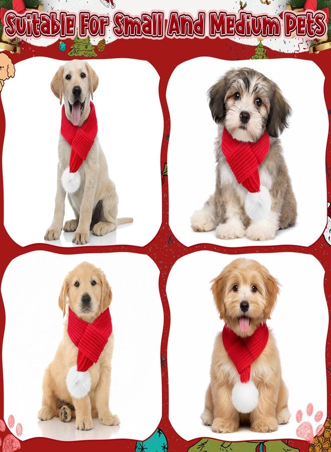 JaGely 2 Pieces Christmas Dog Knitted Scarf Holiday Cute Scarf for Small Medium Cat Xmas Winter Dog Bandanas Decor for Pet (Red,Solid Color) - Image 5