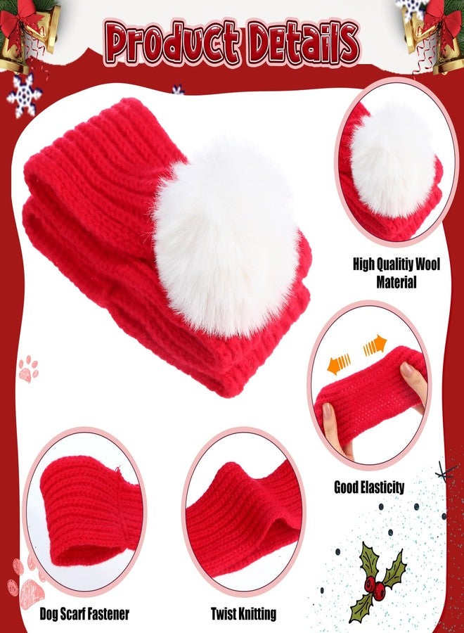 JaGely 2 Pieces Christmas Dog Knitted Scarf Holiday Cute Scarf for Small Medium Cat Xmas Winter Dog Bandanas Decor for Pet (Red,Solid Color) - Image 3