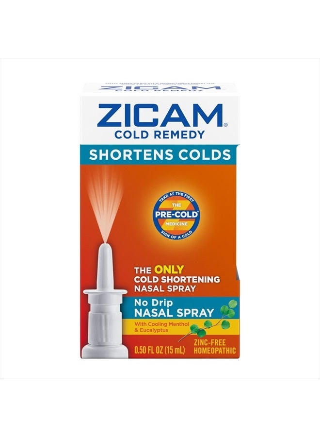 Zicam رذاذ أنف لعلاج البرد بدون تسرب مع المنثول المبرد والأوكالبتوس، هوميوباتي، خالي من الزنك، دواء قبل البرد، يقلل من مدة البرد، 0.5 أونصة - Image 2