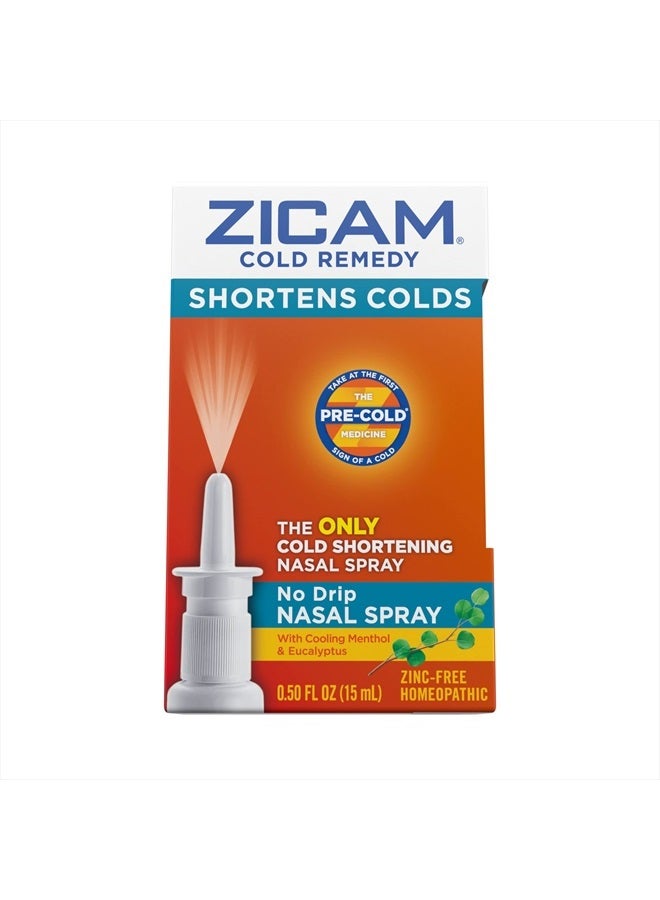 Zicam رذاذ أنف لعلاج البرد بدون تسرب مع المنثول المبرد والأوكالبتوس، هوميوباتي، خالي من الزنك، دواء قبل البرد، يقلل من مدة البرد، 0.5 أونصة - Image 1