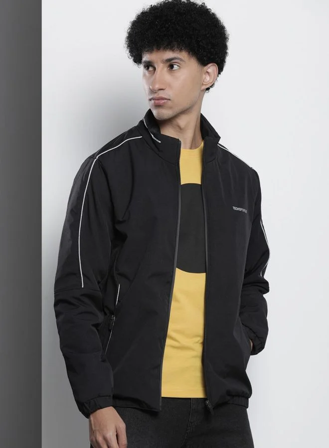 ذا انديان كراج كو The Indian Garage Co Men Slim Fit Solid Round Neck Long Sleeves Jacket