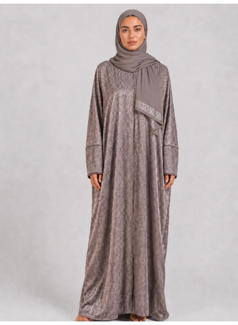 Reem Abayas Animal Print Diamante Detail Abaya with Matching Sheila