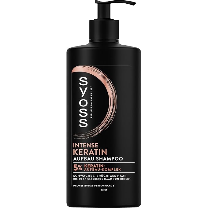 SYOSS Shampoo Keratin (440 ml), Hair Shampoo for Weak and Brittle Hair, Fills and Smooths Hair Fibre, Blue Lotus & Amino Complex Formula - Image 1