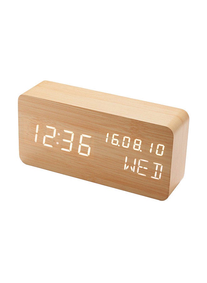 Desk Wooden Alarm Clock with Voice Control Date Temperature Adjustable 3 Brightness Display LED Digital Alarm Clocks for Bedroom Bedside  - Image 1