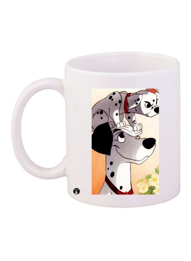 RYN Cartoon Dog Printed Coffee Mug White/Yellow/Black 11ounce