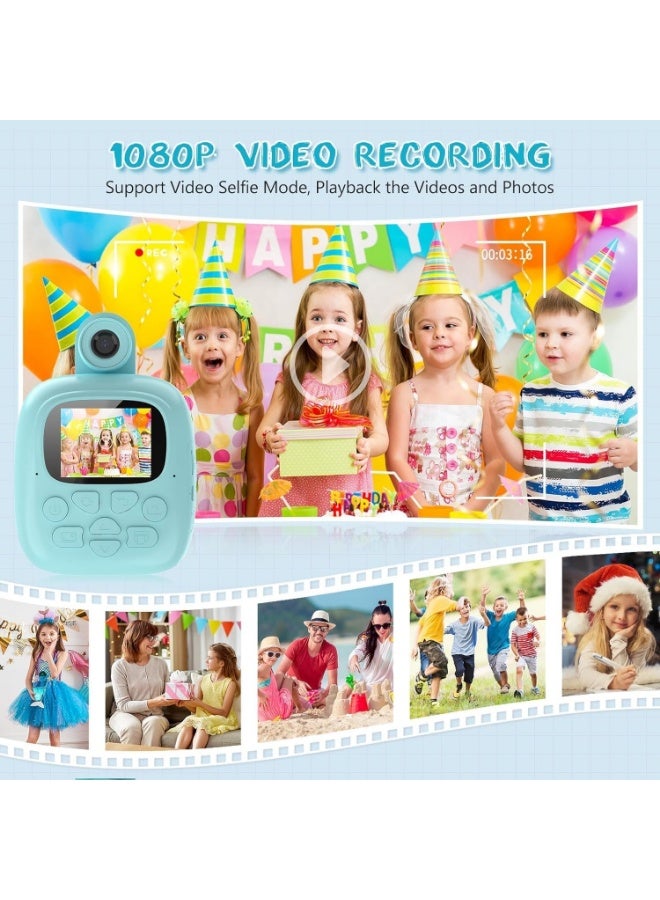 Tyonto Kids Instant Print Camera 1080P HD, Mini Digital Camera with Front & Rear Lens, 32GB TF Card, 3 Print Paper Rolls, Selfie Video MP3 & Stickers, DIY Photo Camera Gift for Boys Girls 3-12 Years - Image 3