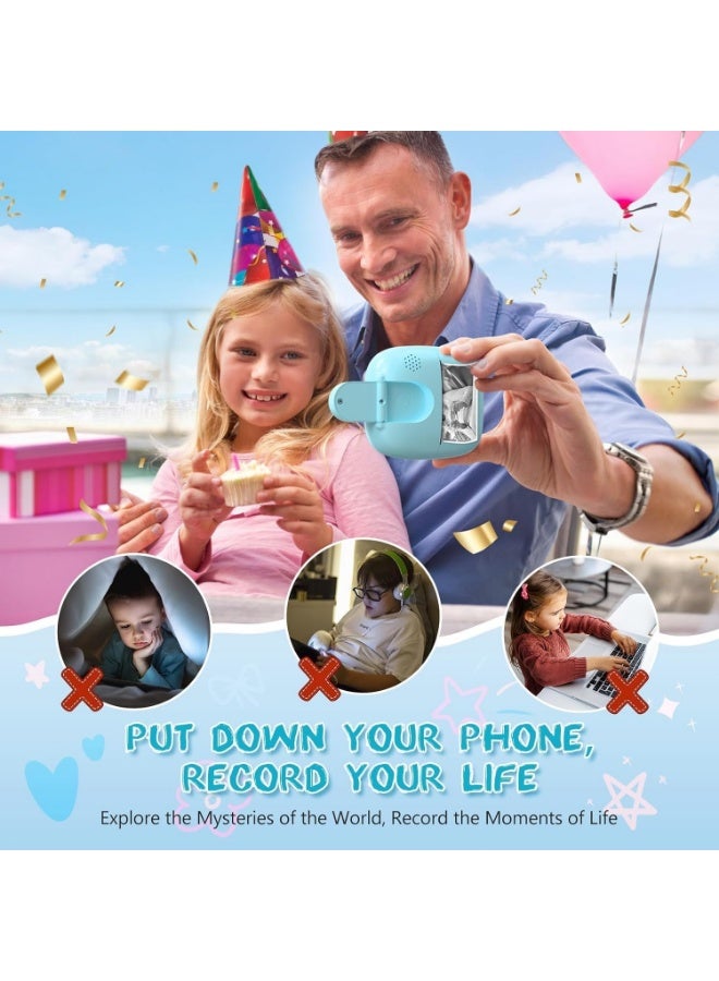 Tyonto Kids Instant Print Camera 1080P HD, Mini Digital Camera with Front & Rear Lens, 32GB TF Card, 3 Print Paper Rolls, Selfie Video MP3 & Stickers, DIY Photo Camera Gift for Boys Girls 3-12 Years - Image 5
