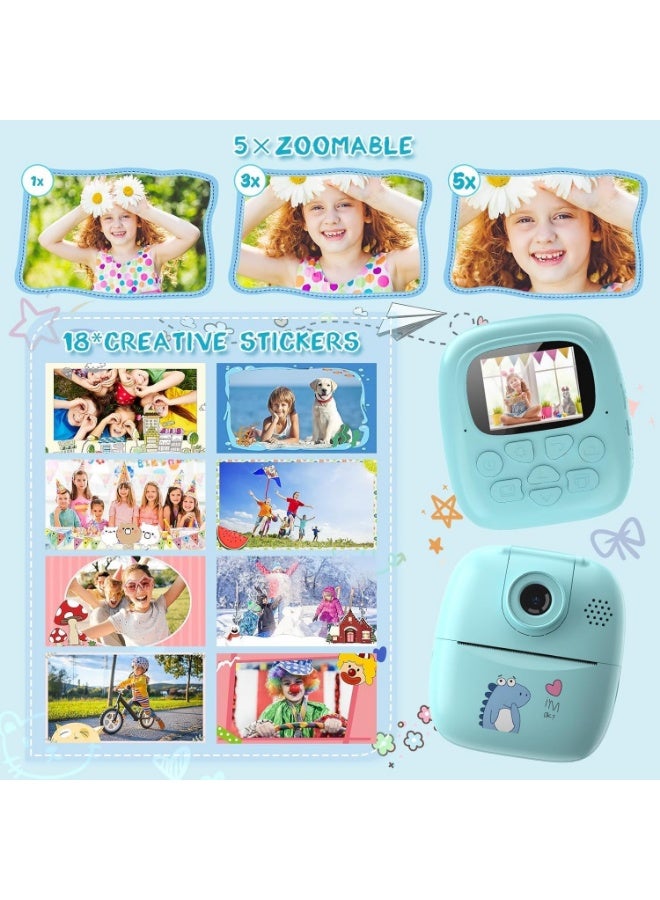 Tyonto Kids Instant Print Camera 1080P HD, Mini Digital Camera with Front & Rear Lens, 32GB TF Card, 3 Print Paper Rolls, Selfie Video MP3 & Stickers, DIY Photo Camera Gift for Boys Girls 3-12 Years - Image 4