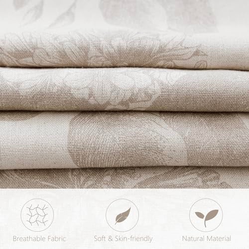 Foindtower Set of 2 Linen Floral Vintage Throw Pillow Covers Neutral Accent Decorative Cushion Covers Farmhouse Boho Home Decor for Sofa Chair Couch Bedroom Living Room2020 InchTan Beige - Image 3