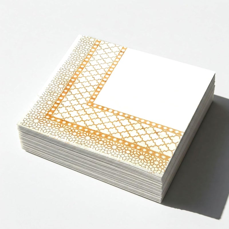 NICE Touch مناديل ورقية مطبوعة بلمسة حريرية (50 سحب لكل عبوة، 200 ورقة، 33 × 33 سم) | عبوة من 4 مناديل مطبوعة | مناديل طاولة 2 طبقة | أساسية للحفلات | أنماط زهرية وهندسية، ذهبية وفضية - Image 2