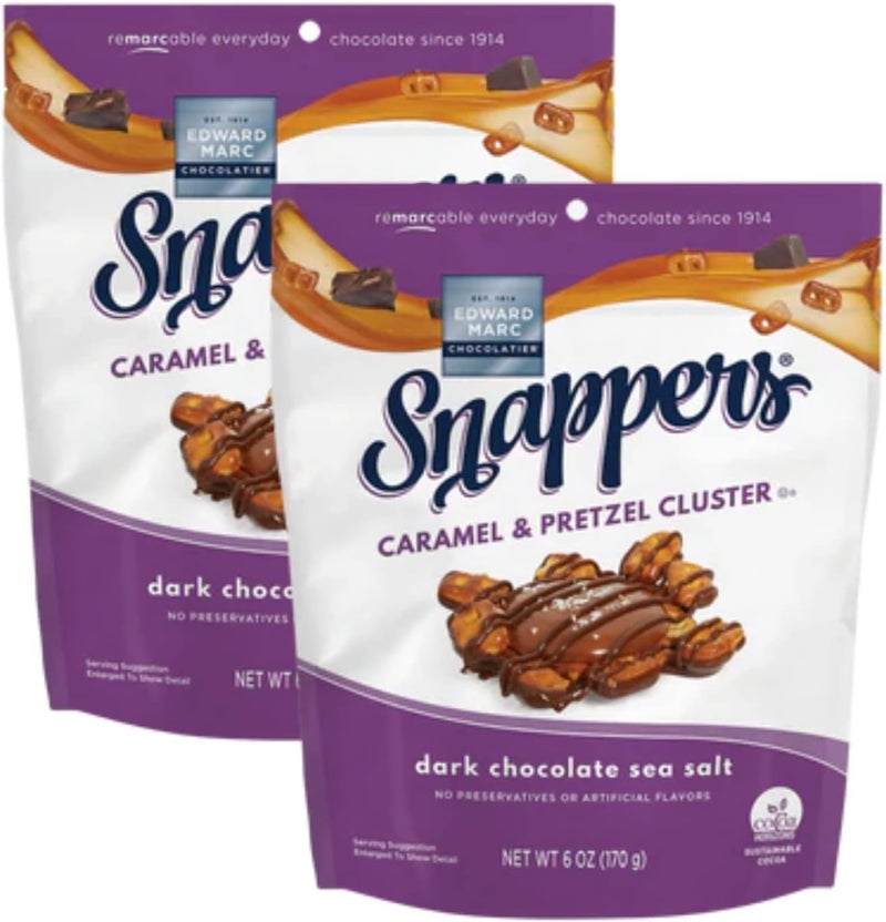 Snappers Caramel & Pretzel Cluster - Dark Chocolate Snack - Image 1