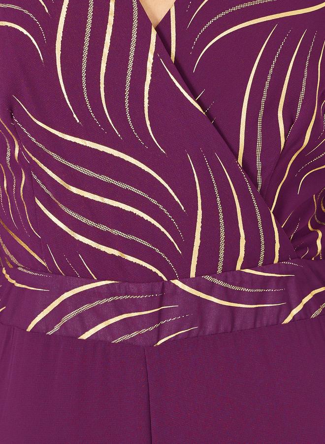 Styli Styli Purple Printed Wide Leg Jumpsuit  - Image 4