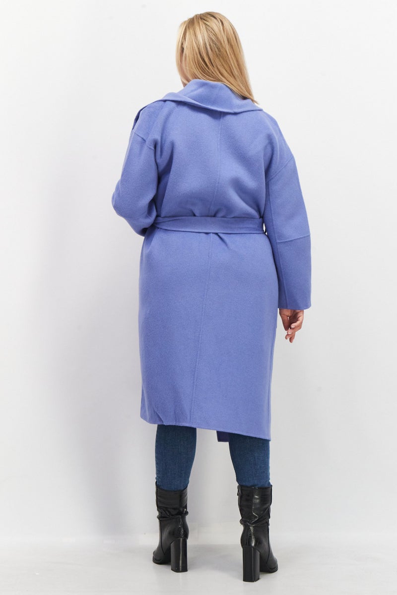 VERO MODA Women Belted Plain Surplice Neck Jacket, Blue - Image 2