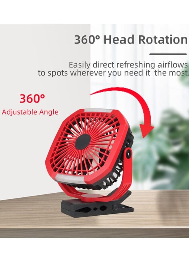 Stargold Rechargeable Clip Fan 8 Inch Ac Dc With Led Light Red  - Image 5