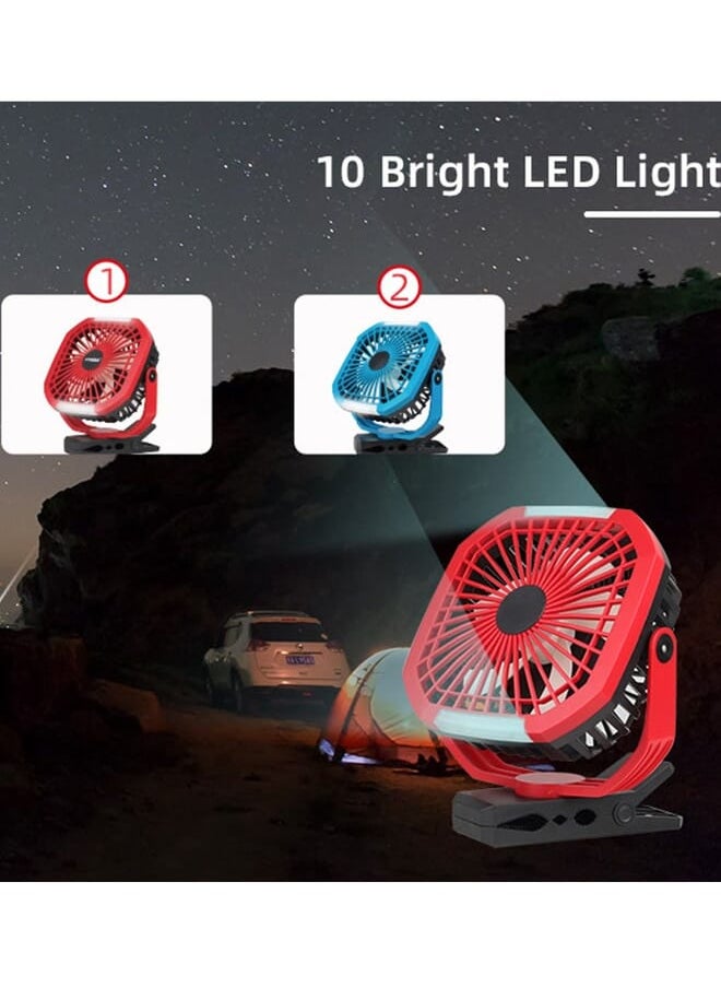 Stargold Rechargeable Clip Fan 8 Inch Ac Dc With Led Light Red  - Image 2