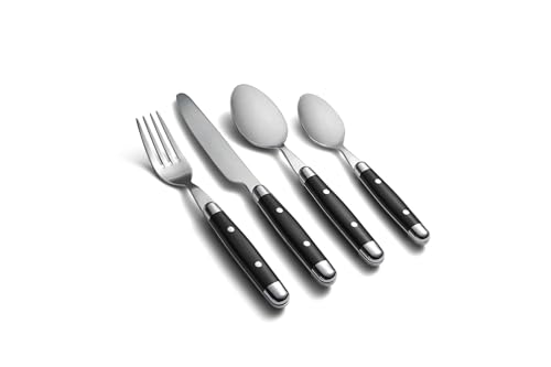 Cambridge Silversmiths 16 Piece Jubilee Flatware Set, Black - Image 3