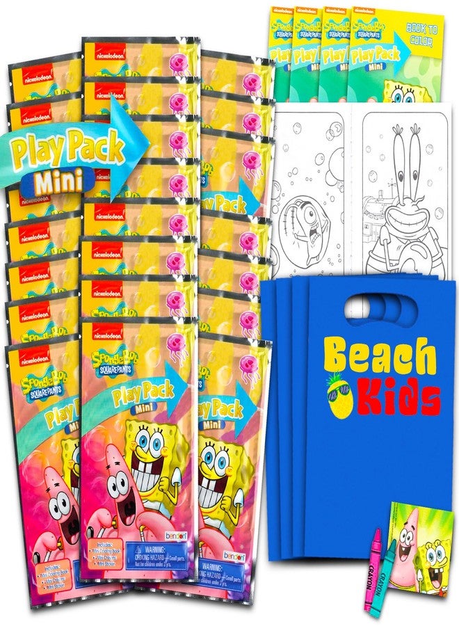 Viacom Spongebob Squarepants Mini Party Favors Set for Kids - Bundle with 24 Mini Spongebob Grab n Go Play Packs with Coloring Pages, Stickers and More (Spongebob Birthday Party Supplies) - Image 1