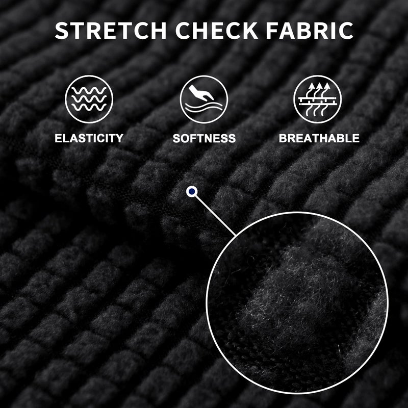 SUBRTEX 3 Pieces Stretch Sofa Slipcover Sets Couch Cover Sets Backrest Cushion Covers Furniture Protector Collection Set for Oversize Sofa Loveseat Chair Slip Covers(Small  Black) - Image 4