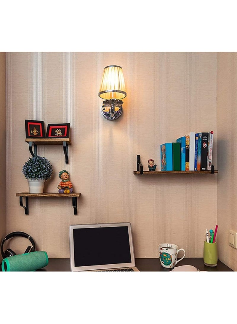 XiuWoo Set of 3 Wall Mounted Floating Shelves, With Towel Rail and 8 Removable Hooks, Wall Shelf, lod capacity 18 kg, Rustic Storage Shelves, for Living Room Bedroom Kitchen Bathroom Hallway  - Image 3