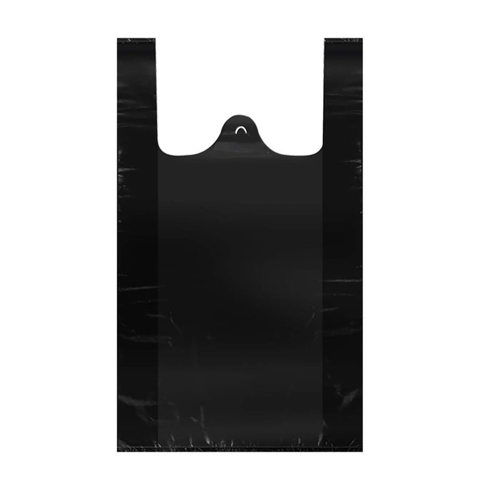 T SHIRT BAGS BLACK PLASTIC GROCERY BAGS WITH HANDLES IN BULK BOLSAS DE PLASTICO PARA NEGOCIO 16X23 INCH 100 PCS