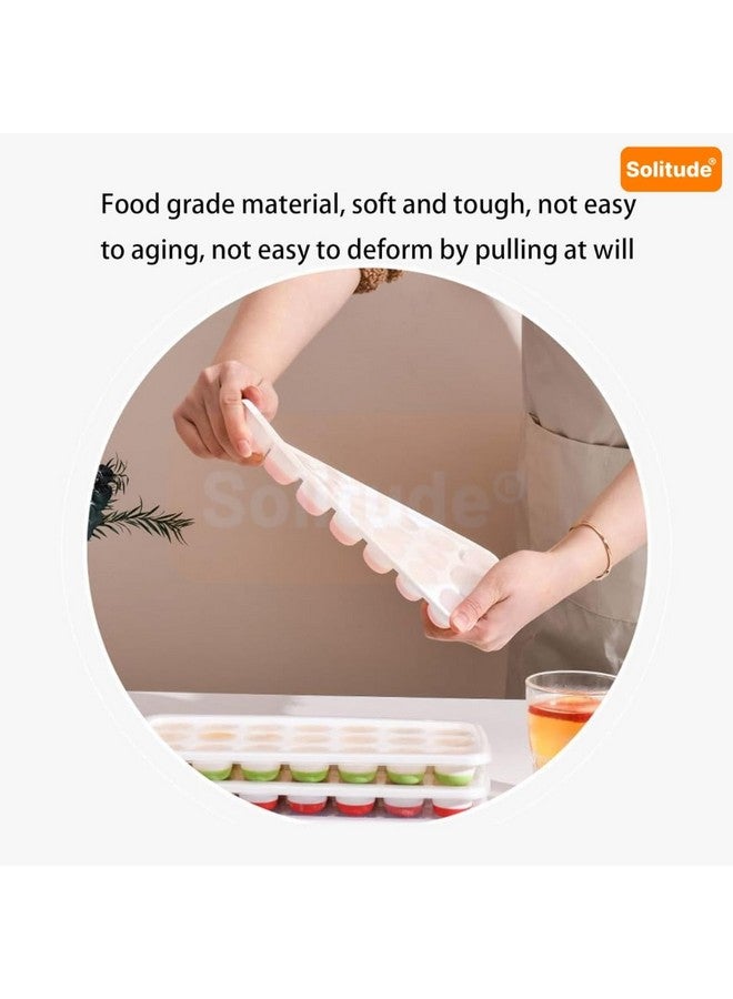Solitude 2 Pcs Silicone Round Pop Up Ice Cube Mold Trays with 42 Cavities and Lid for Freezer with Easy Release Flexible Silicone Bottom, Stackable Whiskey Bar Ice Cube Moulds (Multicolor) - Image 5