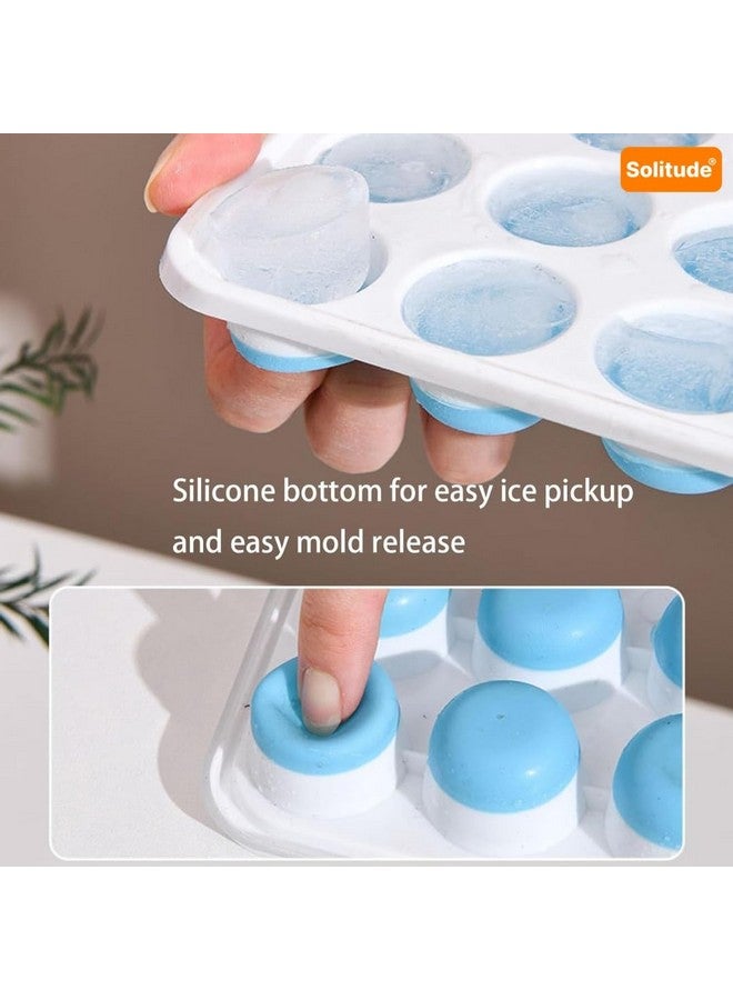 Solitude 2 Pcs Silicone Round Pop Up Ice Cube Mold Trays with 42 Cavities and Lid for Freezer with Easy Release Flexible Silicone Bottom, Stackable Whiskey Bar Ice Cube Moulds (Multicolor) - Image 3