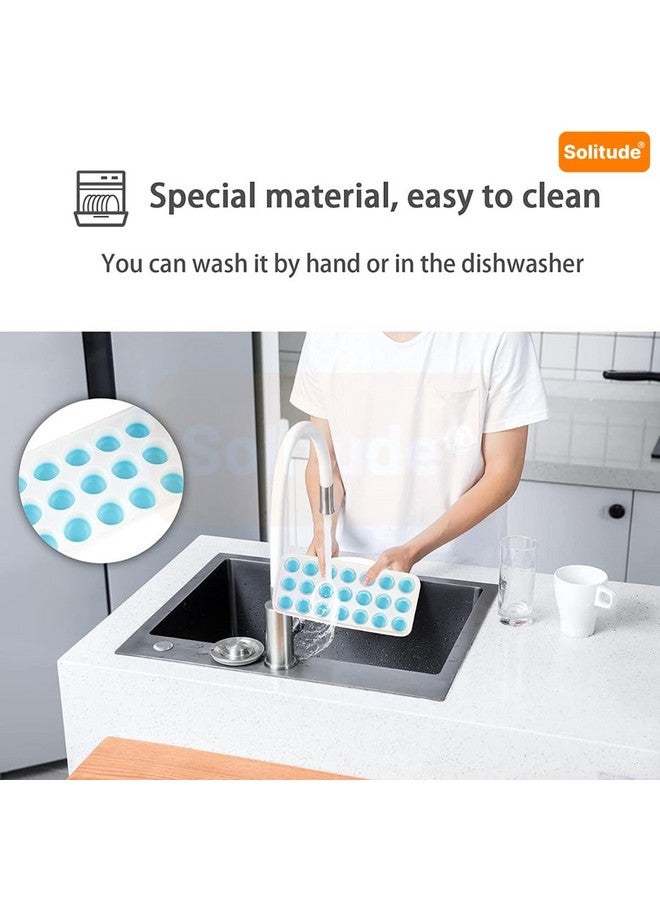 Solitude 2 Pcs Silicone Round Pop Up Ice Cube Mold Trays with 42 Cavities and Lid for Freezer with Easy Release Flexible Silicone Bottom, Stackable Whiskey Bar Ice Cube Moulds (Multicolor) - Image 4