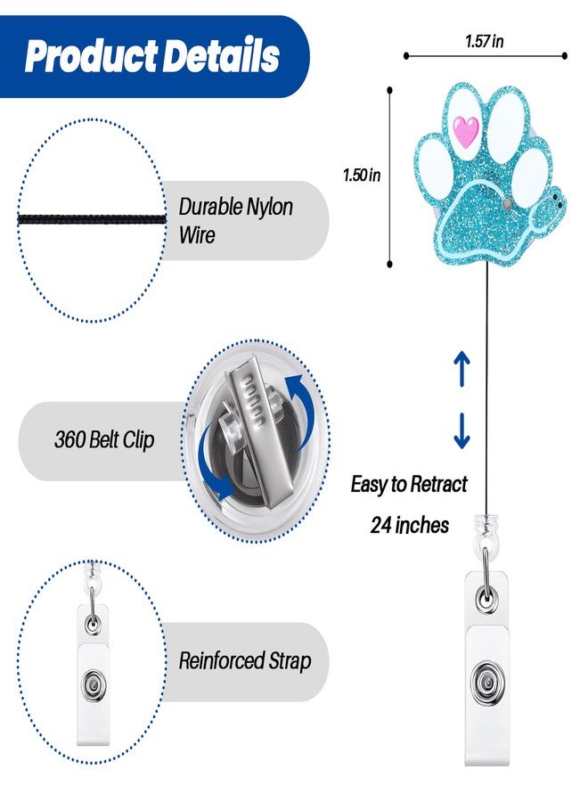 BVIIE Cute Stethoscope Paw Badge Reel, Retractable ID Card Badge Holder, Name Tag Work Badge Clip for Veterinary Technicians Pediatric RN NICU/PICU Nurses Animal Hospital Staff ER CNA LPN MA, Nurse Gifts - Image 4