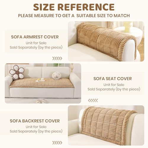 Royhom Couch Arm Covers, Arm Rest Covers for Sofa Set of 2, Thick Arm Chair Covers, Headrest Backrest Protector for Pets Recliner Loveseat Leather Cushion L Shaped Sofa (Khaki, 20 x 24 Inch, 2 Pieces) - Image 3